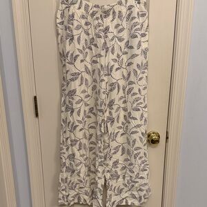 Leaf Print Wide-Leg Pants